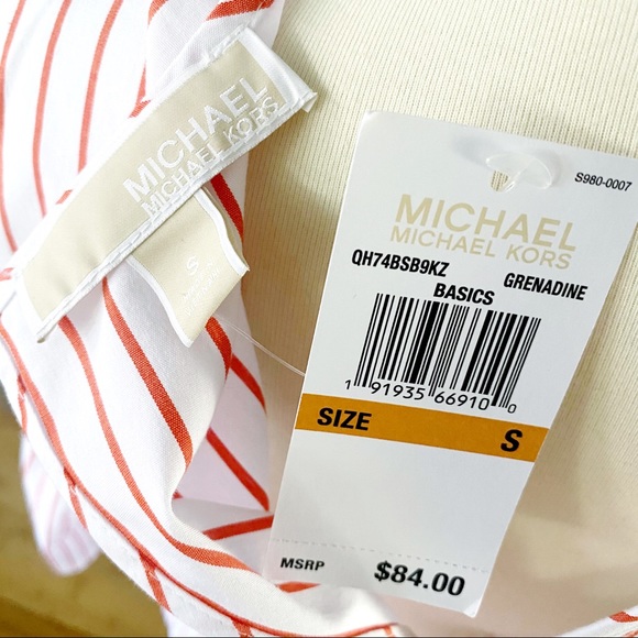 NWT MICHAEL Michael Kors Striped Bell Sleeve Top - Picture 8 of 12